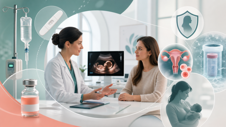 Медична обкладинка про cyclophosphamide, pregnancy exposure, fertility preservation, ovarian reserve, contraception і breastfeeding без читабельного тексту