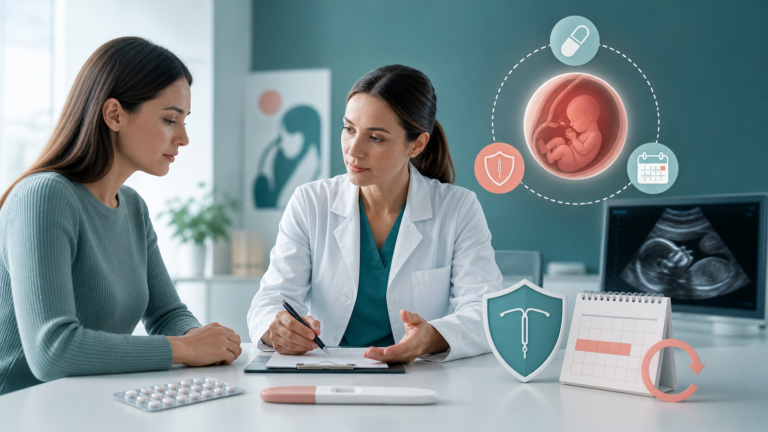 Медична обкладинка про mycophenolate, pregnancy exposure, contraception, fetal ultrasound і консультацію акушера-гінеколога без читабельного тексту