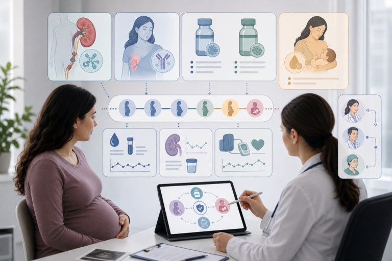 Медична обкладинка про tacrolimus, cyclosporine, calcineurin inhibitors, pregnancy, kidney transplant, creatinine, blood pressure, trough levels, postpartum і breastfeeding без читабельного тексту